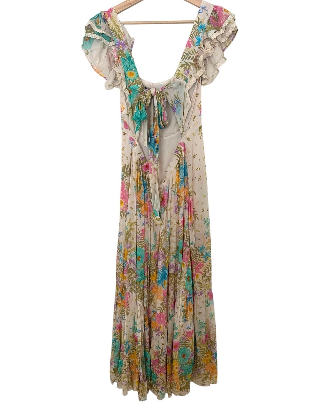 New SPELL Lei Lei Frill Gown - Cream Floral sz XL - Picture 8 of 15